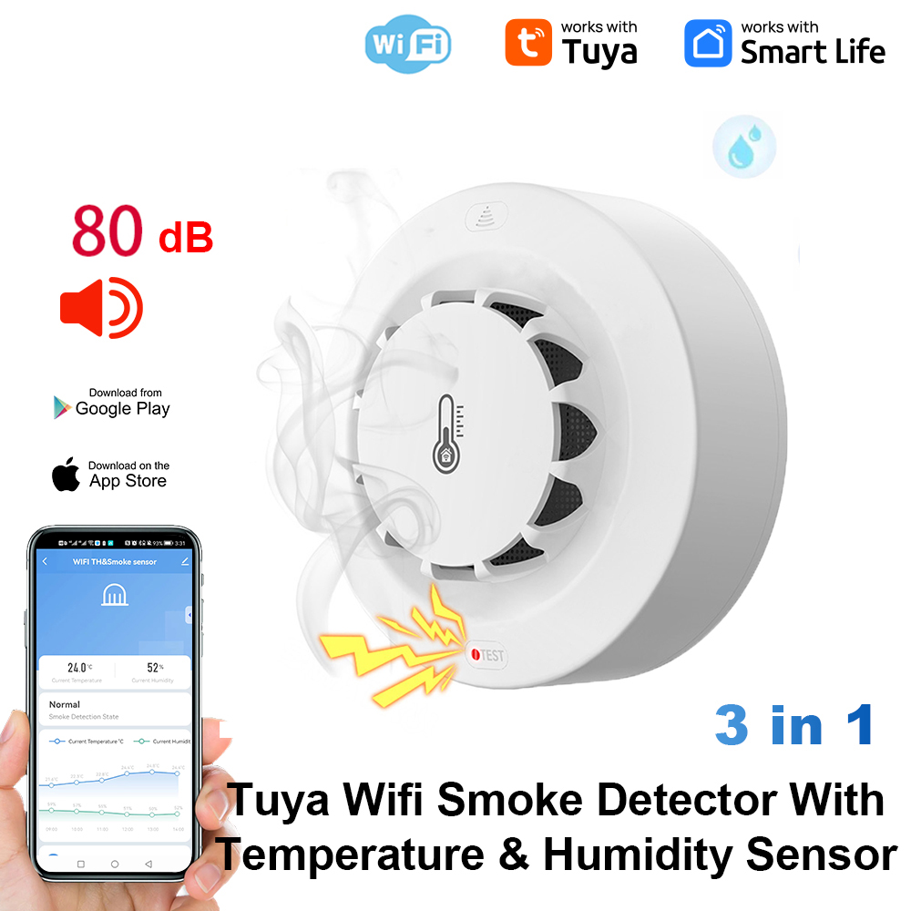 Tuya WiFi Temperature and Humi - Smoke Leak Detector ulasan dan harga