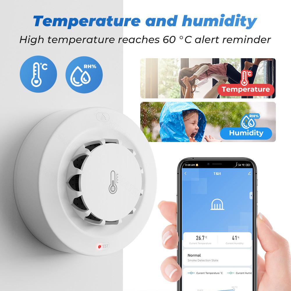 Tuya WiFi Temperature and Humi - Smoke Leak Detector ulasan dan harga