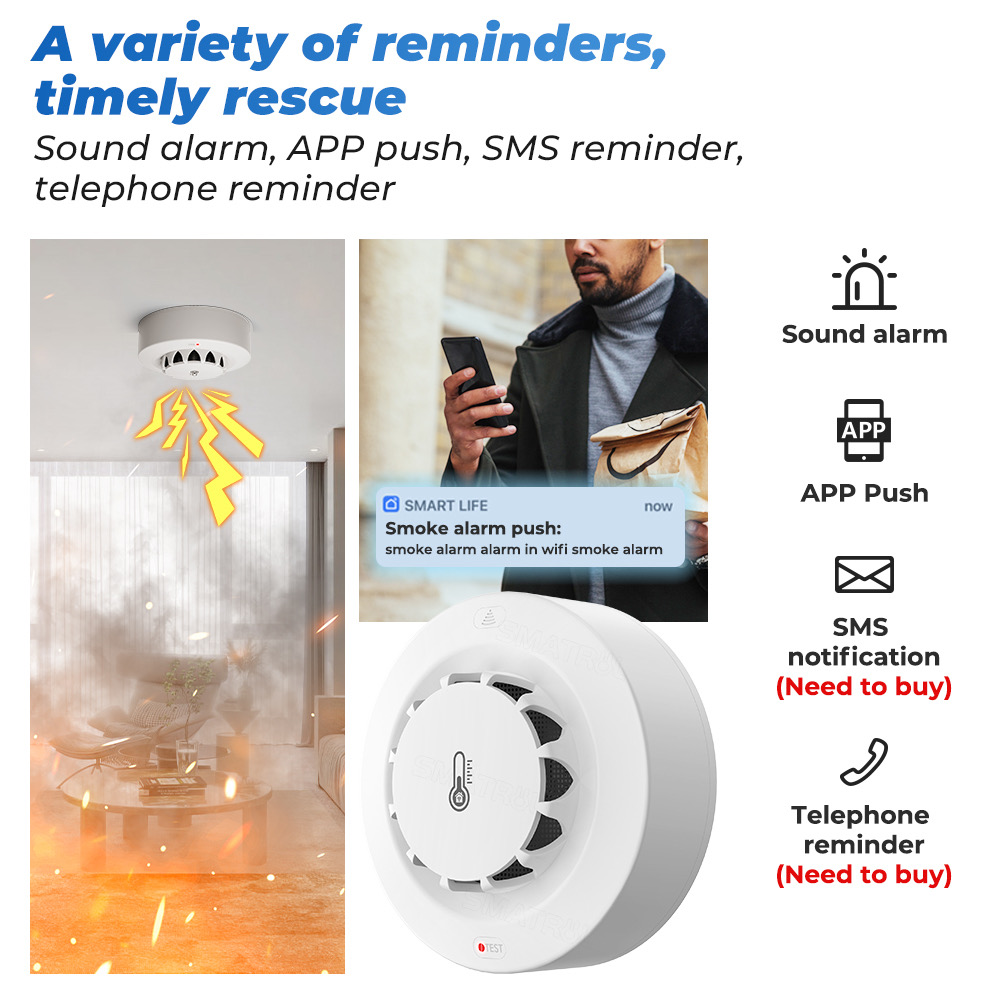 Tuya WiFi Temperature and Humi - Smoke Leak Detector ulasan dan harga