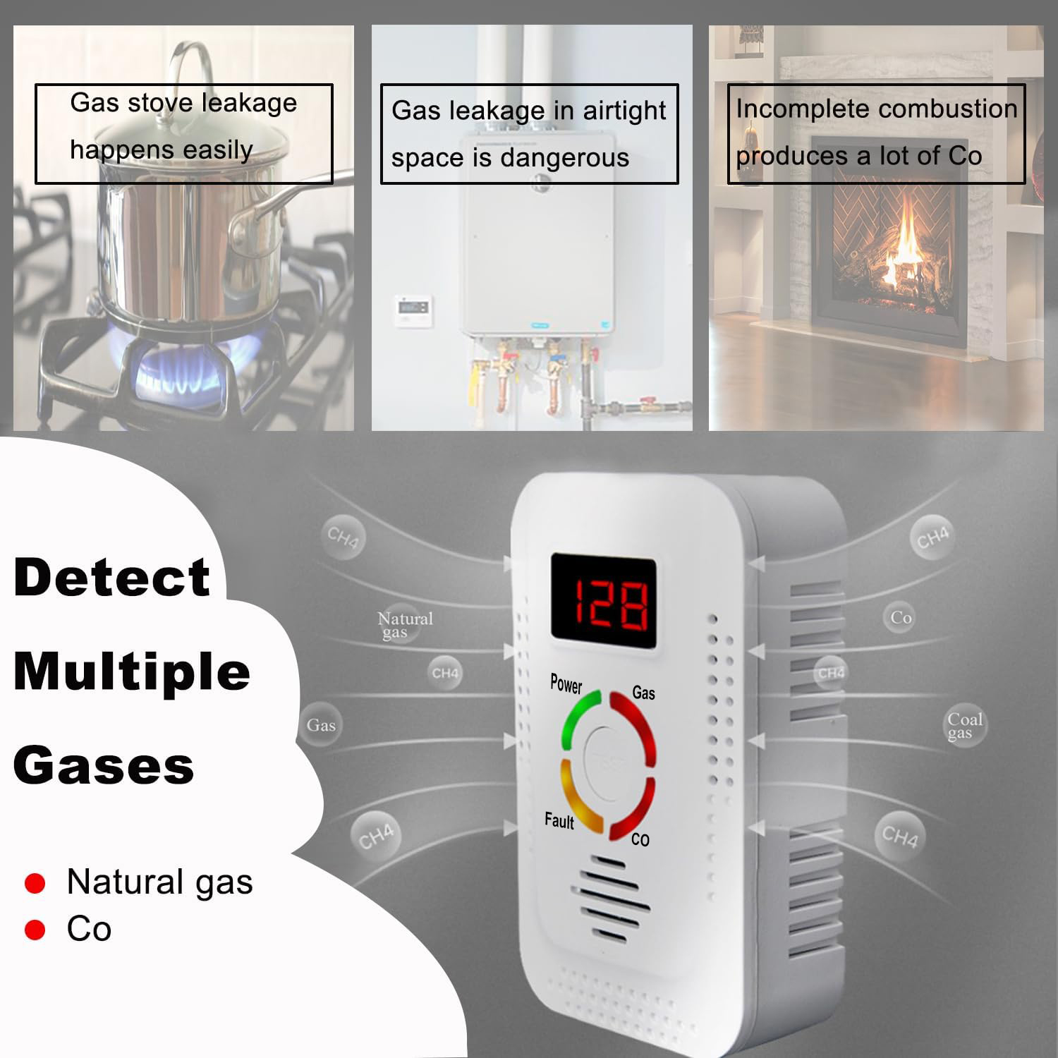 Natural Gas Detector 2in1 And  - Smoke Leak Detector ulasan dan harga